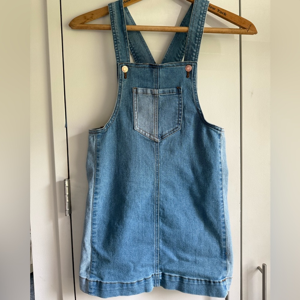 Girls BCBG Variegated Denim Stretch overall dress, 10, MSRP $64 - Picture 1 of 5